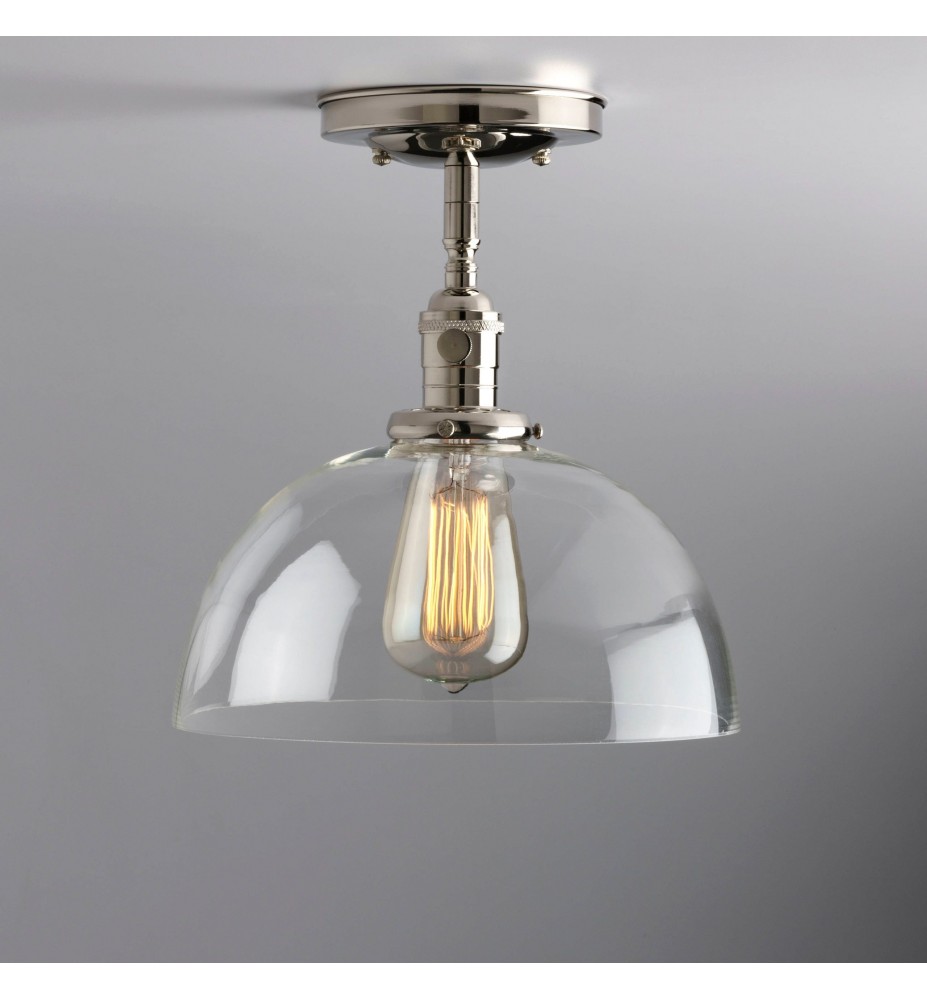 10" Clear Glass Dome Shade Semi-Flush/Recessed Light Fixture