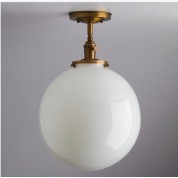 12" White/Oval Glass Ball Semi-Flush/Flush Mount