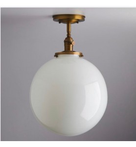 12" White/Oval Glass Ball Semi-Flush/Flush Mount