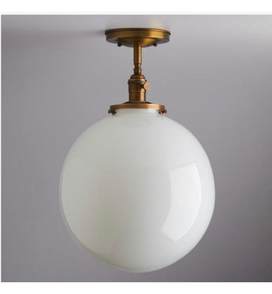 12" White/Oval Glass Ball Semi-Flush/Flush Mount