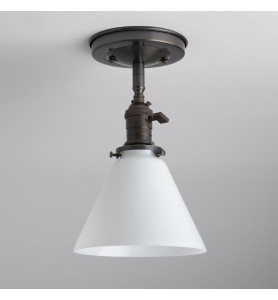 7" Opal Hand Blown Glass Cone Light Fixture