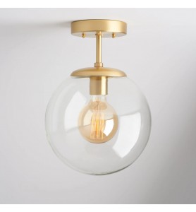 8" Hand Blown Glass Globe Semi-Flush Classic Light Fixture