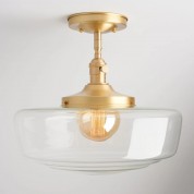 14" Clear Modern Schoolhouse Semi-Flush Light Fixture
