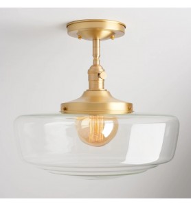 14" Clear Modern Schoolhouse Semi-Flush Light Fixture