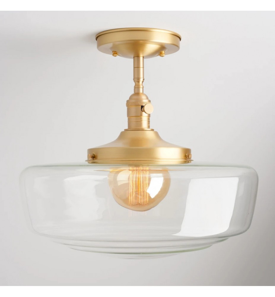 14" Clear Modern Schoolhouse Semi-Flush Light Fixture