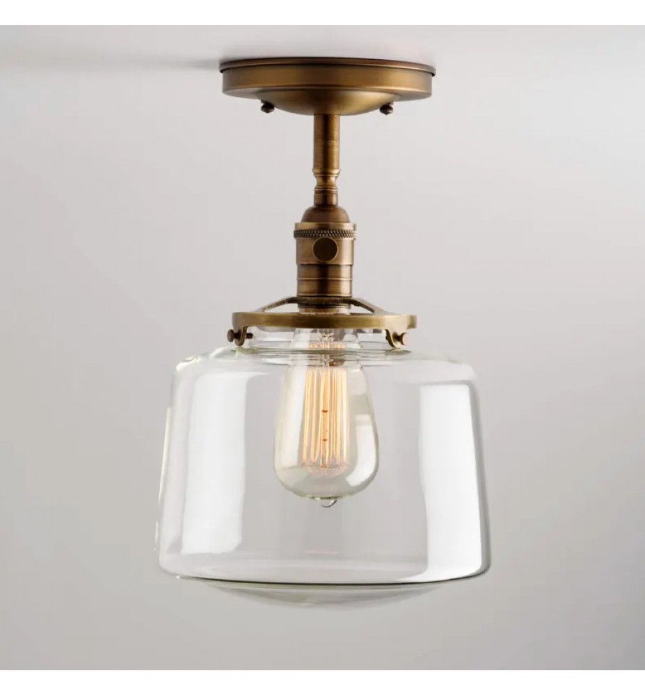 Clear drum schoolhouse style shade recessed light fixture