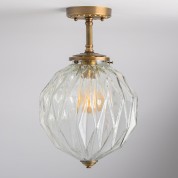 Geometric Glass Shade - Heavy Gauge Brass Ceiling Light Fixture