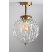 Geometric Glass Shade - Heavy Gauge Brass Ceiling Light Fixture