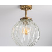 Geometric Glass Shade - Heavy Gauge Brass Ceiling Light Fixture