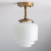 Heavy Gauge Brass White Glass Shade Ceiling Light Fixture