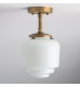 Heavy Gauge Brass White Glass Shade Ceiling Light Fixture 