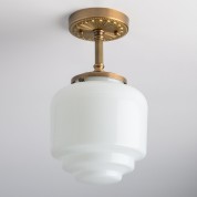Heavy Gauge Brass White Glass Shade Ceiling Light Fixture