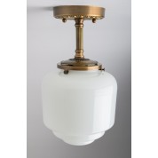 Heavy Gauge Brass White Glass Shade Ceiling Light Fixture