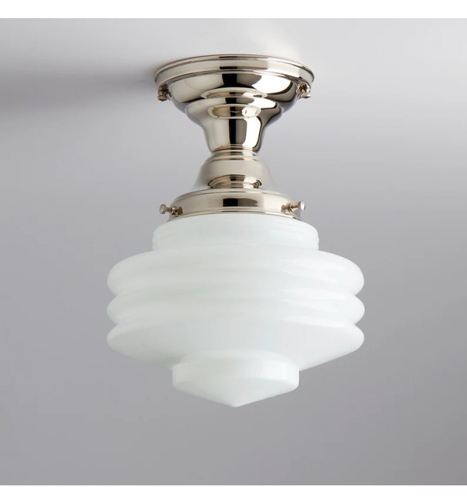 Opal Hand Blown Glass Semi-Flush Light Fixture