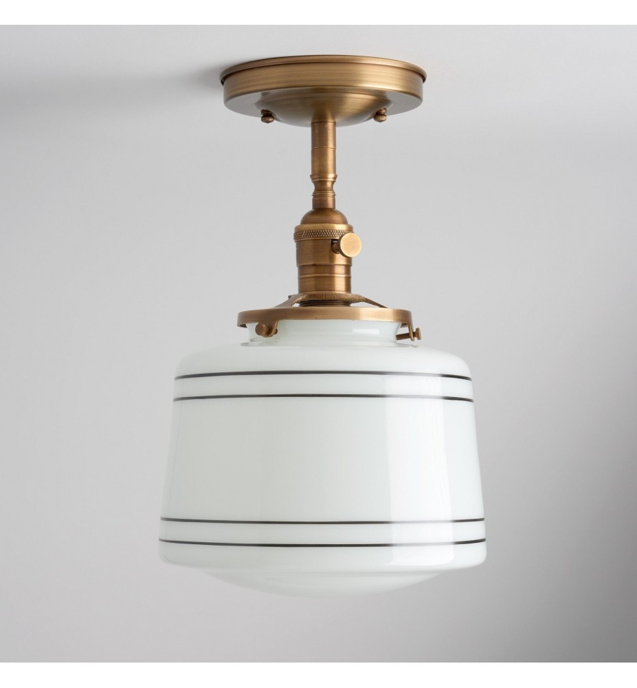 Schoolhouse Lighting - Black Stripe Glass Ceiling Fixture