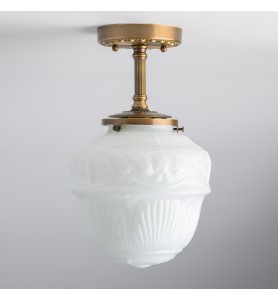 Semi-recessed - Brass ceiling hand-blown glass