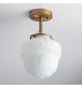Semi-recessed - Brass ceiling hand-blown glass