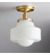 Semi-recessed mid-century modern ceiling light fixture 