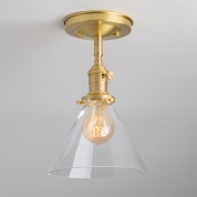Transparent hand-blown glass conical semi-recessed lampshade