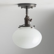 White Round Semi-recessed Schoolhouse Style Light Fixture