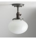 White Round Semi-recessed Schoolhouse Style Light Fixture 