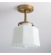 White glass drum lampshade lamp 